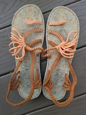 Bokyna Braided Orange Cork Footbed Sandal